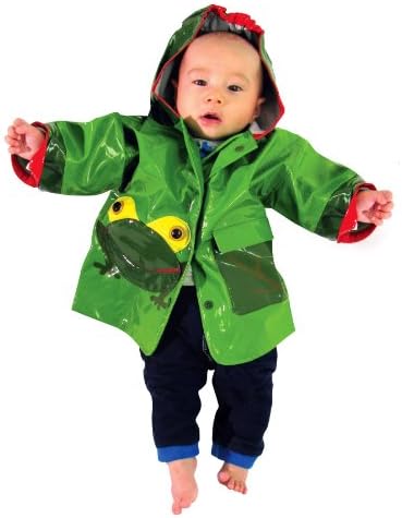 Dječja kišna jakna od umjetne kože za sve vremenske uvjete za dječake sa smiješnim džepom za žablja usta