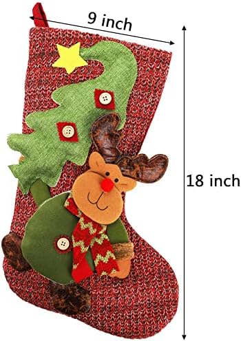 Topzea 3 pakiranje božićnih čarapa, 18 -inčni veliki klasični božićni čarape Kamin Viseća čarapa s 3D Xmas likom Djeda Snowman