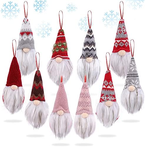 Božićno drvce viseći gnomi ukrasi set od 10, švedski plišani gnomi brade ukrasi ručno izrađene skandinavske vilenjačke vilenjake