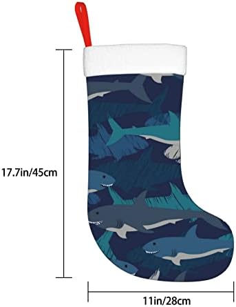 Augesterna božićna čarapa morski psi plavi crtani karičeni dvostrani kamin viseće čarape
