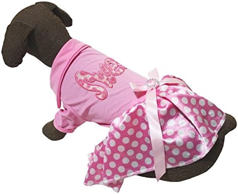 Štene odjeće za pse haljina leopard slatka ružičasta pamučna majica bijela polka točkica tutu