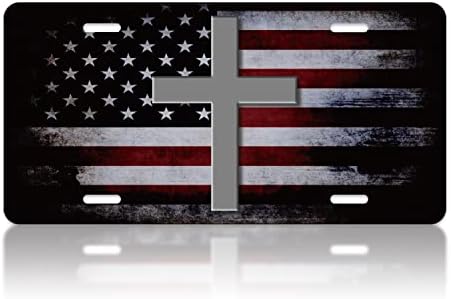 Američka zastava Isus Cross Cross Car prednje registarske tablice pokrivača Kršćanski Personalizirani poklopac registarske