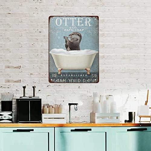 Metalni limeni znakovi vintage kupaonica vidra i Co. sapun za kupku perite šape vidre vidljive za seosku kuću dekor doma