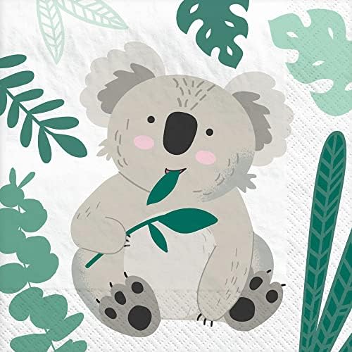 Koala set za osiguravanje i dekoraciju za rođendanske zabave - uključuje velike i male papirnate ploče, salvete, šalice,