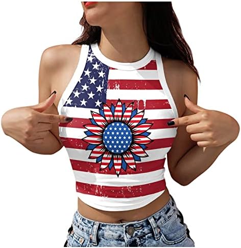 Američka zastava tiskani tenk vrhovi žene usa zvijezde stripes patriotske majice Ljetna labava prsluk dna tenk gornji vrh