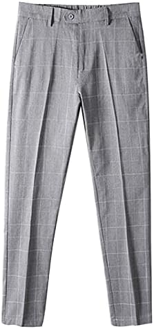 Muške karirane poslovne udobne hlače Casual Straight Fit konusno odijelo hlače klasično lagane labave hlače