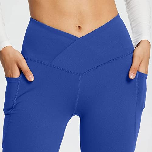 Bootcut joga hlače za žene v crossover visoki struk Flare Flare Flore Flare Tongngs Tummy Control Stretch Skinny hlače