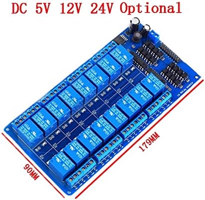 Exongy 16 -kanalni relejni modul štita DC 5V 12V 24V s Optocoupler LM2576 Microcontrollers sučelja sučelja releja za DIY
