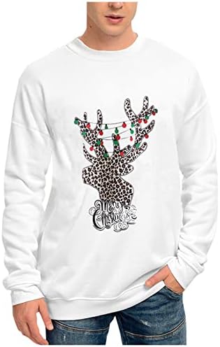 XXBR Božićne dukseve za muške, Xmas jezgar snjegovićni tisak majice dugih rukava zabava casual crewneck pulover