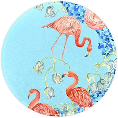 Heoeh ružičasti flamingo plavi cvjetovi, non proklizavni vratar 15,7 okrugli tepih tepiha tepih prostirki za djecu spavaće