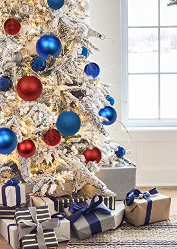 4.7 Božićni ukrasi Kuglice 4 PCS Veliki ukrasi za božićno drvce Protemljive velike plave božićne kuglice ukrasi s visećom