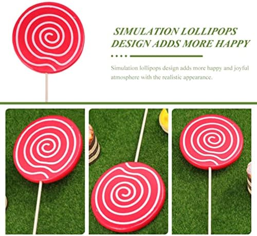 Zerodeko 2PCS Lollipop Prop, Realistic Lažni modeli Lollipop -a, simulacija slatkiša za simulaciju smole, ukrasni rekviziti