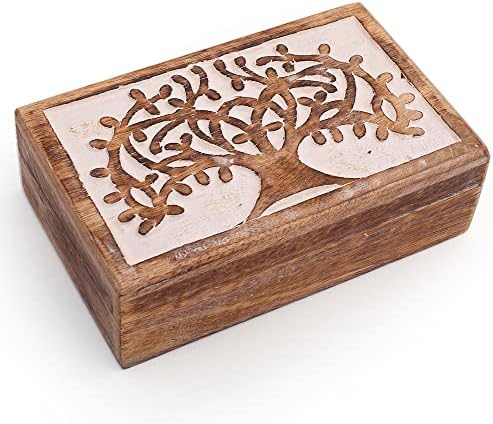 Izvrsni rođendanski pokloni ručno izrađeni ukrasni drveni nakit kutija stablo života rezbarenja Organizator nakit zadržava