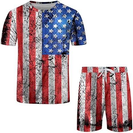 BMISEGM Ljetne muške majice muške neovisnosti Dan zastava proljetno ljeto Sport Sports udobno prozračni znoj sve odijelo