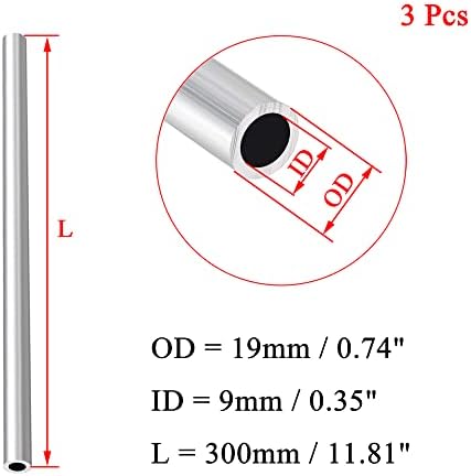 * 3 kom 6063 aluminijska okrugla cijev vanjski promjer 19 mm unutarnji promjer 9 mm duljina 300 mm bešavna aluminijska ravna