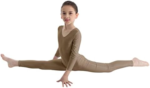 _ / jednodijelni baletni kostim za djevojčice, plesni gimnastički sportski kupaći kostim s dugim rukavima, puni bodi kombinezon