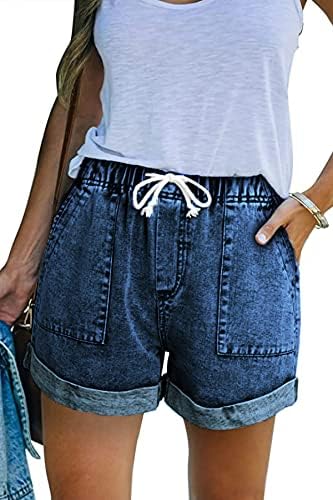 Neyouqe ženske casual modne traper kratke kratke hlače s visokim strukom ripped kratke traperice Rastemljive elastične struke