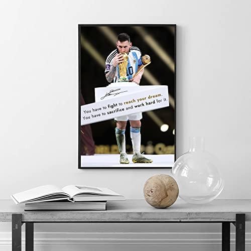 2022. poster prvak u Argentini Svjetskog kupa, poznati nogometni superzvijezda Inspiracijski citati platna platno zidna umjetnost