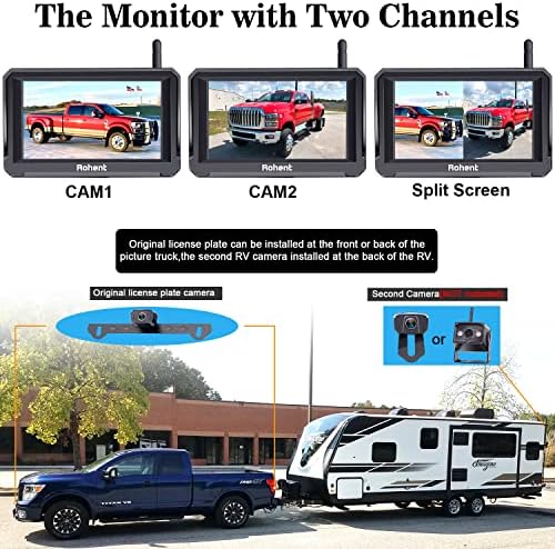 Rohent R3 HD 1080P Digitalna bežična sigurnosna kamera s 5 '' Monitor Regicket Tatch Stražnji prikaz kamera za automobile,