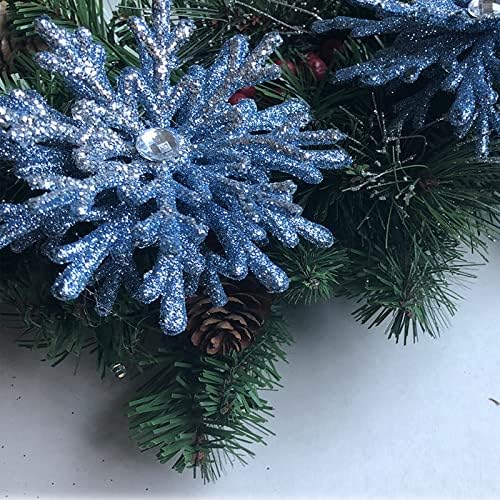 Božićni ukras Snježna pahulja Set Svijetloplave sjajne vješalice za ukrasi i zanati za božićno drvce 2021. Zimska čudesna