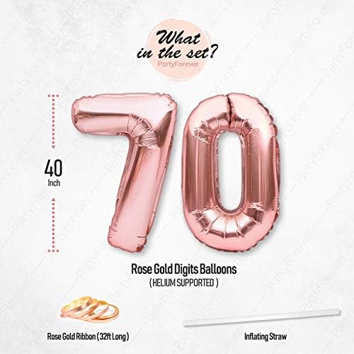 Ukrasi o 70. rođendanima za zabavu ruža za žene s rođendanom i 70 -znamenkasti baloni za nju