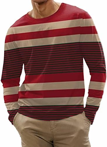 XiLoccer Muški modni casual sportski prugasti šivanje digitalnog tiska Okrugli vrat majica dugih rukava majice za majice