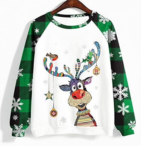 Ružni Božićni džemperi za žene 2022 trendi vrhovi dugih rukava jesenske božićne blagdanske majice s okruglim vratom