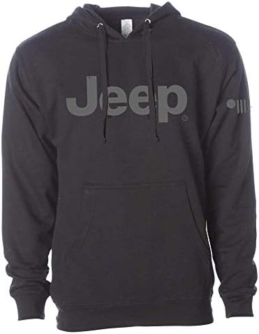 Detroit Shirt Company Mens Jeep® Text Hoodie s kapuljača s kapuljačom s prednjom torbicom crna