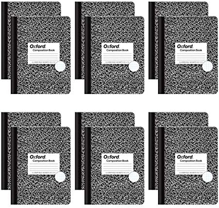 Oxford kompozicijske bilježnice, papir koji je vladao grafikonom, 9-3/4 x 7-1/2, crni mramorni poklopci, 80 listova, 12 po