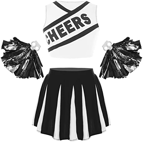 FeeSow Kids Girls Pisma bez rukava tiskani usjev vrh s naplate suknje odjeće navijača navijački kostim