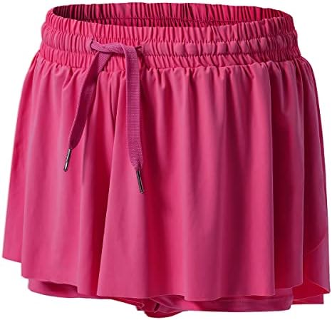 Flowy kratke hlače, 2 u 1 leptir kratke hlače s visokim strukom atletskih kratkih kratkih hlača za ženske treninge bicikliste