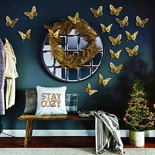 Zidni dekor od 48kom, 2 stila, 3 veličine, 3M naljepnice za leptire za torte, zlatne papirnate naljepnice za leptire za rođendansku