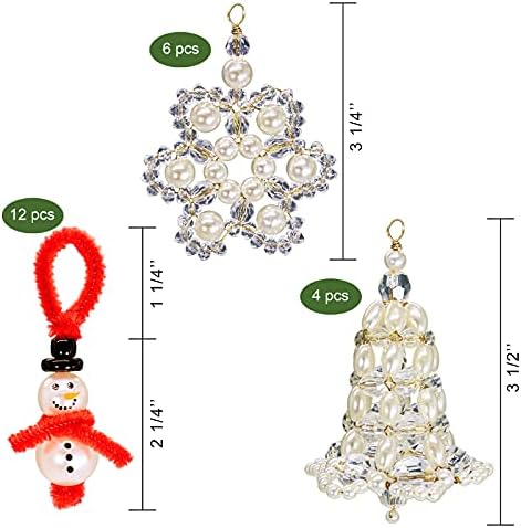 Kompleti za ukrase za božićne perle koje možete napraviti - uključivanje snjegovića od 12 pcs /4 PCS /6 PCS snježne pahuljice
