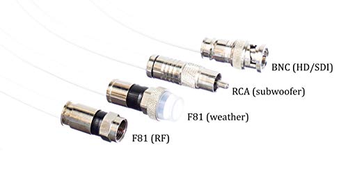 3 stopala bijela - čvrsti bakreni koaksijalni kabel - RG6 koaksijalni kabel s priključcima, F81 / RF, digitalni koaks za