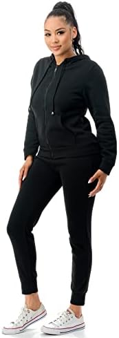 Petalroz ženske znojenje postavlja jaknu od kapuljača s zip-up kapuljačom i jogger hlačama od 2 komada odjeće za vježbanje