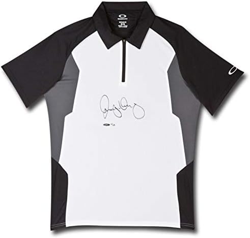Rory McIlroy potpisao autogramiranu crnu /bijelu Oakley golf polo majicu Auto /25 UDA - Autografirani golf košulje