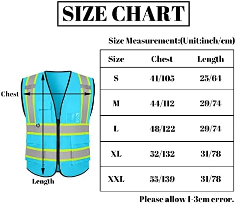 Evershare sigurnosni prsluk Reflektirajuća visoka vidljivost s 5 džepova ＆ Zipper klasa 2 Odrasli unisex građevinska radna