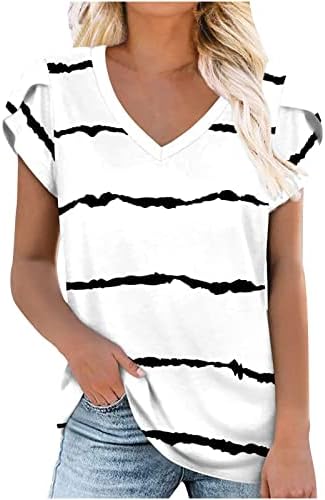 Gornja košulja za žensku ljetnu jesensku odjeću modna kratka rukava v vrat pamuk grafički labav fit fin fz fz fz