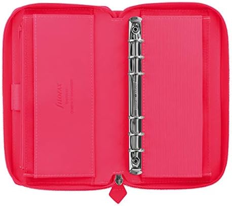 Filofax 2021 Saffiano Zip Fluoro Pink - osobni kompakt, zatvaranje zip -a, 6 prstenova, uključuje tjedan na kalendarski dnevnik
