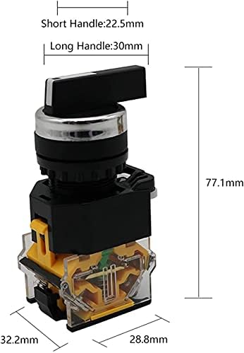 Scruby 22 mm Selector gumb rotacijski prekidač prekidača momentalno 2no 1no1nc 2 3 Položaj DPST 10A 400V prekidač napajanja