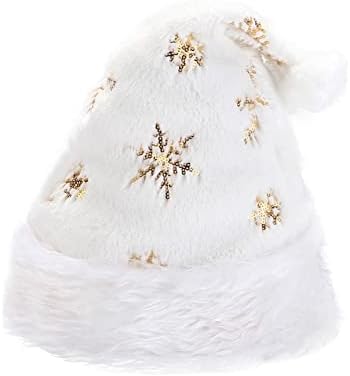 Plišane perle Bijeli srebrni šešir sa zlatnom snježnom pahuljicom i božićni šešir za vez za odrasle obične kape muškarci