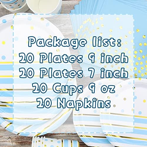 Kefan Blue Platters Party pribor, pakiranje plave i zlatne rođendanske zabave, noćne plave papirne tanjure i salvete postavljene