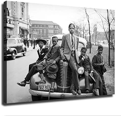 Afroamerička fotografija, tri dječaka na automobilu, Uskrsno jutro, South Side Chicago, 1941, Crna umjetnost, Russell Lee