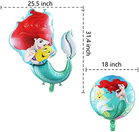 5pcs Ariel Mermaid princeza folija baloni, mala sirena ukrasa za rođendanske zabave za djevojčice
