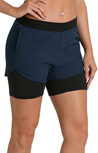 Icyzone ženske treninge kratkih hlača s džepovima-atletski trčanje joga vježbe jogging kratke hlače 2-u-1