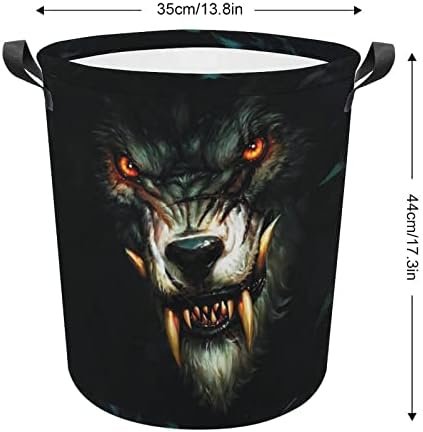 Ljutito lice vukodlaka u mraku košara za rublje sklopiva košara za rublje torba za odlaganje rublja s ručkama