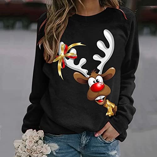 Božićne ženske vrhove jezgara Djed Božićnjak snjegovića grafički pulover dugi rukavi plus majice veličine majice
