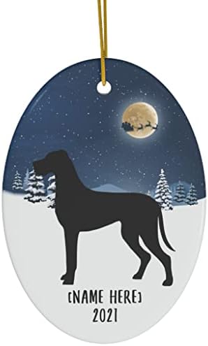 Crna silueta Veliki Dane Dog ukrasi za 2023. božićno drvce Personalizirani naziv Darovi 2024 Nova godina Eve ukrasi Bijeli