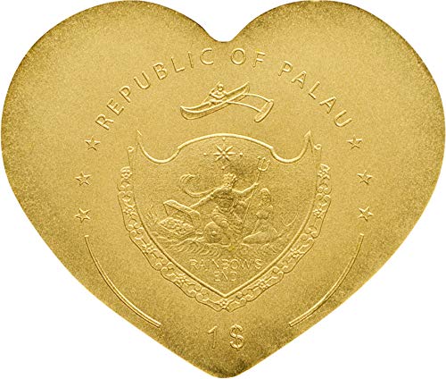 2021 de Small Gold Powercoin Little Treasure Heart Zlatni novčić 1 $ Palau 2021 Antique Finish