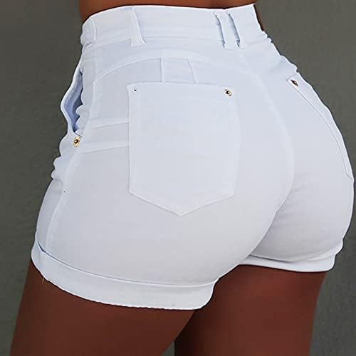 Kratke hlače s visokim strukom sa spandexom ispod dvosmjerne rastezane obrezane kratke hlače u struku kratkih hlača s džepovima